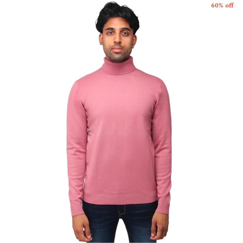 X RAY Men’s Turtleneck Mock Neck Pullover Sweater - Dusty Mauve , Large